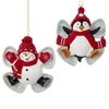 Picture of Kurt S. Adler Kerstornament - Winter Sneeuwpop en Pinguin - set van 2 - rood wit - 10cm