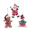 Picture of Kurt S. Adler Kerstornament - Gingerbread, Kerstman, Sneeuwpop Snoep - set van 3 - glas - rood wit - 8cm