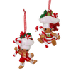 Picture of Kurt S. Adler Kerstornament - Pepermunt Swirl Gingerbread Mannetjes - set van 2 - rood bruin wit - 9cm