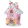 Picture of Viv! Christmas Kerstbeeld - Gingerbread Huis incl. LED Verlichting - roze wit - 20cm