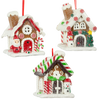 Picture of Viv! Christmas Kerstornament - Gingerbread Huisjes - set van 3 - bruin wit rood - 8cm