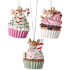 Picture of Viv! Christmas Kerstornament - Muisjes in Cupcakes - set van 3 - pastel - multi - 8cm