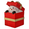 Picture of Viv! Christmas Kerstbeeld - Sneeuwpop Gluurt uit Geschenkverpakking - geschikt voor buiten - rood wit - 51cm