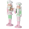 Picture of Viv! Christmas Kerstbeeld - Snoepgoed Kerst Notenkrakers - set van 2 - pastel - roze groen wit - 29cm