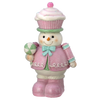 Picture of Viv! Christmas Kerstbeeld - Sneeuwpop Notenkraker met Cupcake Hoed - pastel - roze - 31cm