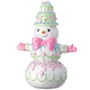 Picture of Viv! Christmas Kerstbeeld - Sneeuwpop met Vlinderdas en Snoep  - pastel - roze - 45cm