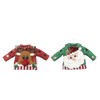 Picture of Viv! Christmas Kerstornament - Gebreide Kersttruien - Kerstman en Rendier - set van 2 - rood groen - 12cm