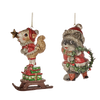 Picture of Viv! Christmas Kerstornament - Eekhoorn en Wasbeer - set van 2 - bruin rood - 9cm