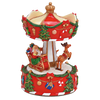 Picture of Viv! Christmas Kerst Muziekdoos - Draaimolen met Kerstman in Slee en Rendieren - rood wit groen - 17 cm