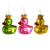 Picture of Viv! Christmas Kerstornament - Badeend met Kroon - set van 3 - glas - felle kleuren - 9cm