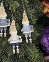 Kurt S. Adler Kerstornament - Kerstmannetjes met kerstboomhoed - set van 3 - blauw wit - 11cm - Viv! Home Luxuries