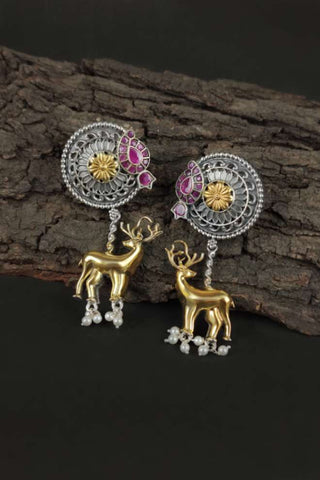 gold deer earrings