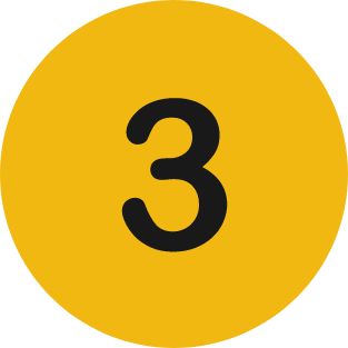 A number 3 centered on a solid yellow circle.