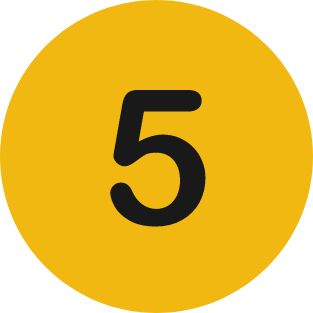 Yellow circle with the number 5 in the center.