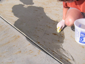 During Concrete Rust Remover Application