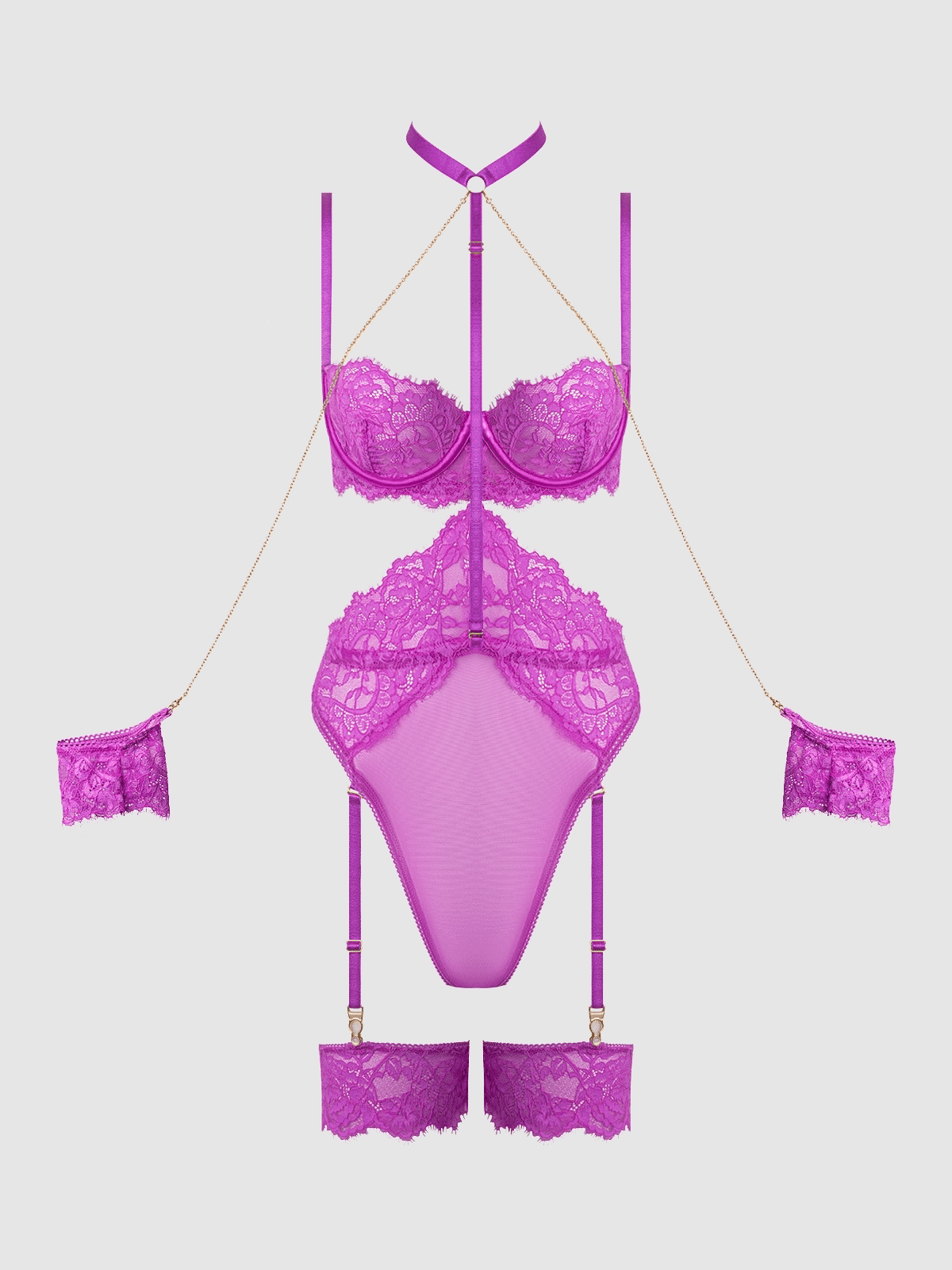 Arianna Lace & Chains Thigh Garter Teddy