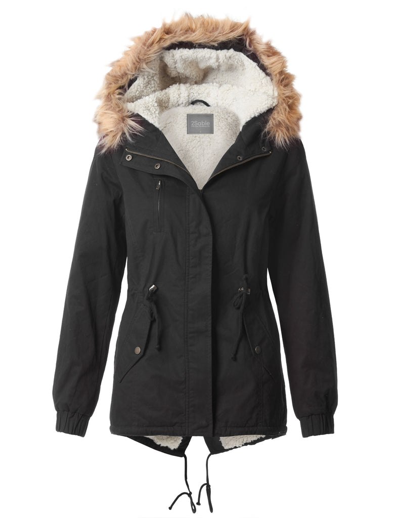 womens sherpa lined anorak parka jacket with hoodie