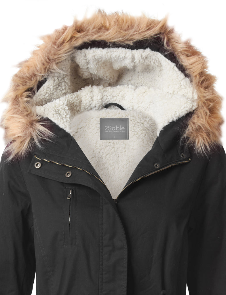 womens sherpa lined anorak parka jacket with hoodie