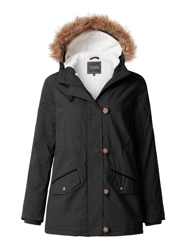 womens sherpa lined anorak parka jacket with hoodie