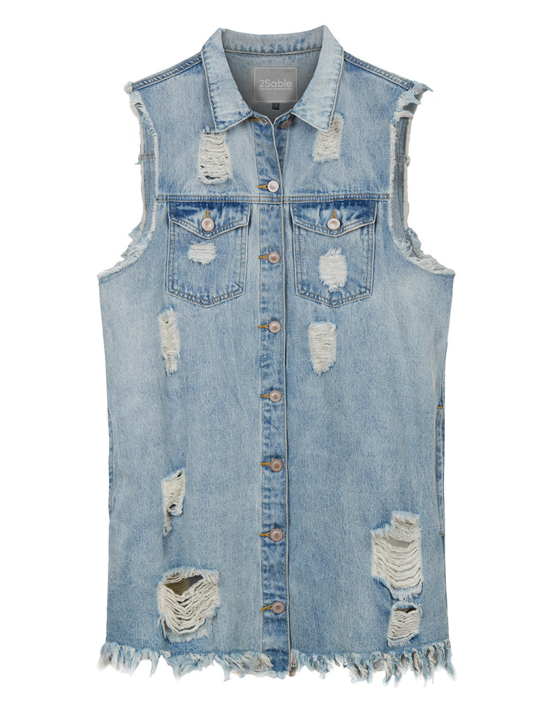 ripped jean vest