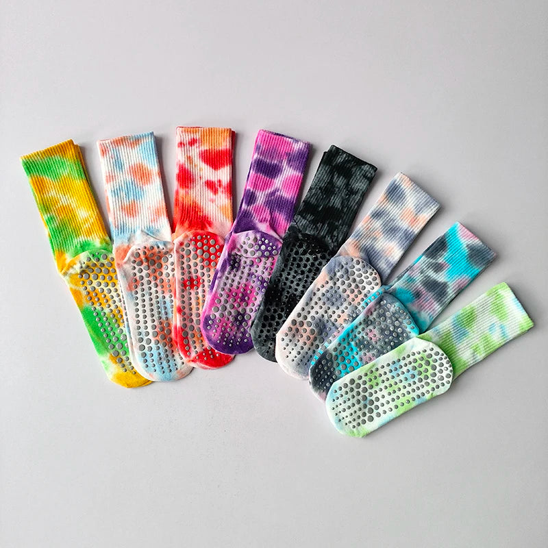 Tie Dye Socks Mid Tube Pilates Contemporary Anti Slip