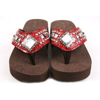 western flip flops with bling