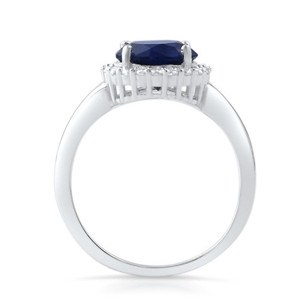 Sterling Silver Synthetic Blue Sapphire Halo Ring – Jewelure