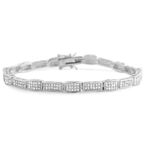 Fancy Bridal CZ Fence Link Bracelet Silver Tone – Jewelure