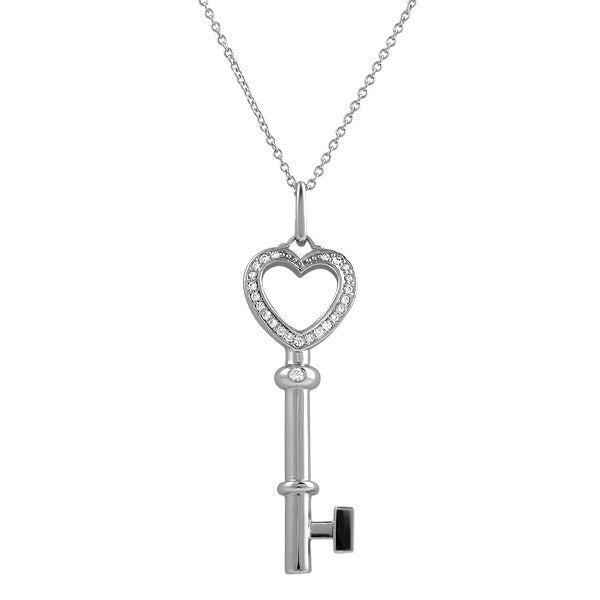 Silver Signity CZ Heart Key Necklace – Jewelure