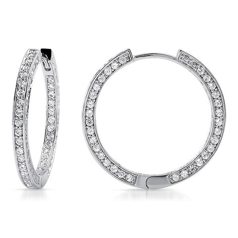 Polished Silver Flush Set CZ Hoop Earrings – Jewelure