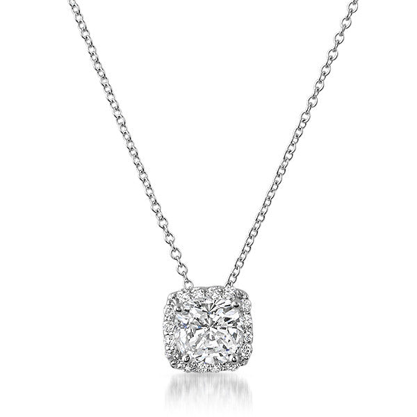 2.30 CTW Cushion Cut CZ Halo Silver Necklace – Jewelure