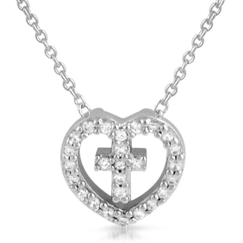 Sterling Silver Cubic Zirconia Winged Heart Necklace – Jewelure