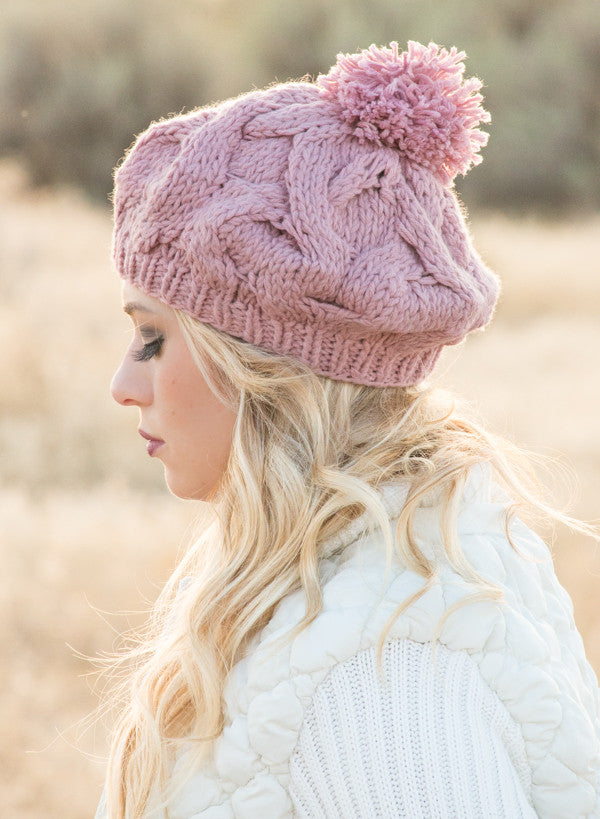 Chunky Knit Pom Pom Beanie Hipster Row