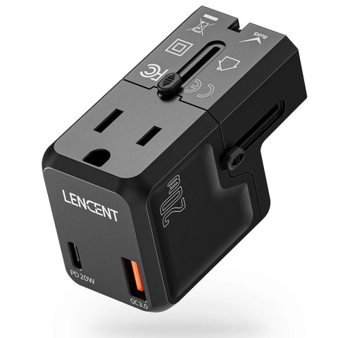 Lencent 20W Universal Power Adapter With 1 USB-C And 1 USB Port
