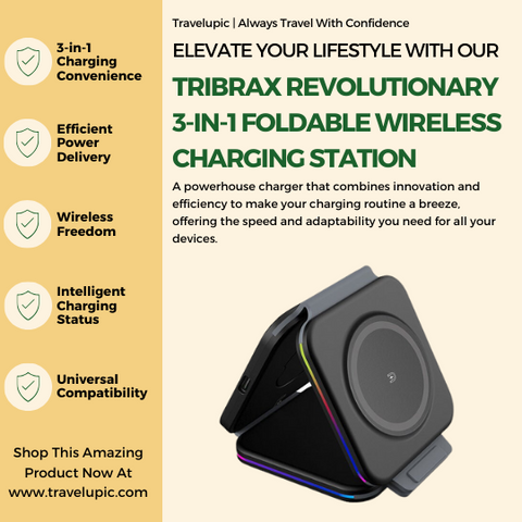 Tribrax Revolutionary 3-in-1 Foldable Wireless Charging Station