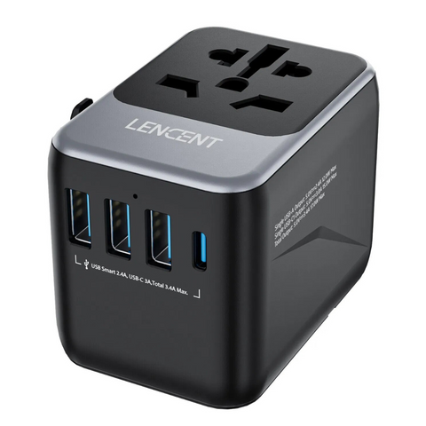 Lencent Universal Power Adapter With 1 USB-C And 3 USB Ports