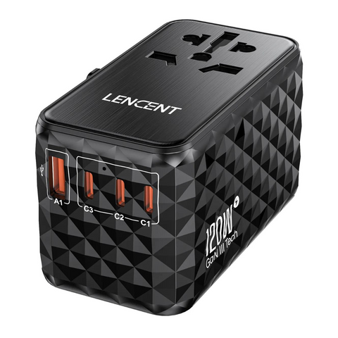 Lencent 120W Universal Power Adapter With 3 USB-C And 1 USB Ports