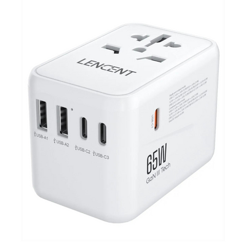 Lencent 65W Universal Power Adapter With 3 USB-C And 2 USB Ports