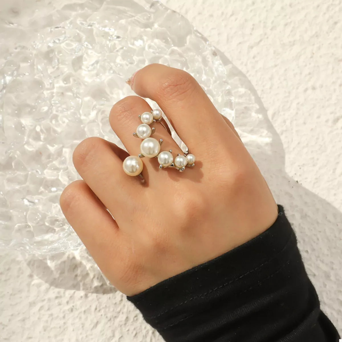 Alloy Pearl Open Ring