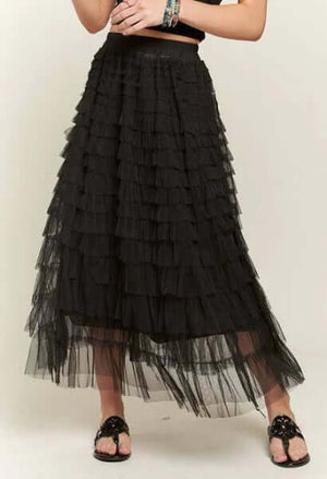 Black Layered Tulle Maxi Skirt FINAL SALE - The Gypsy Belle Boutique
