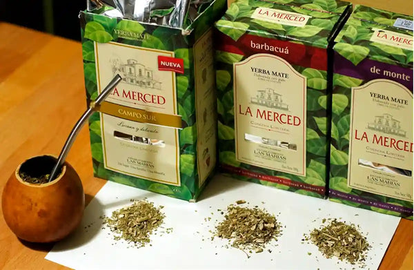 Tipos de yerba mate La Merced con mate preparado