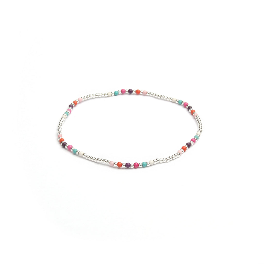 Rainbow Beads Silver Anklet – BE.ARUM