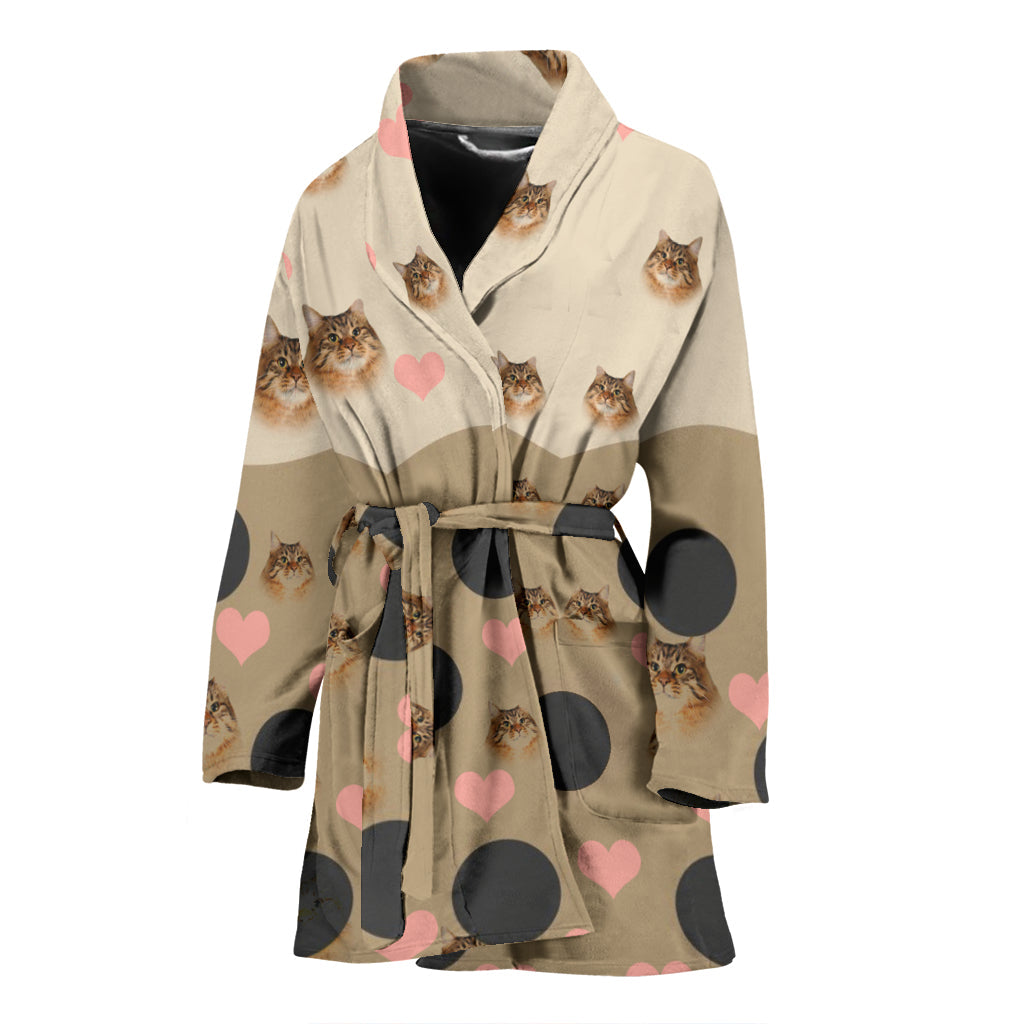 American Bobtail Cat Print Women's Bath Robe
