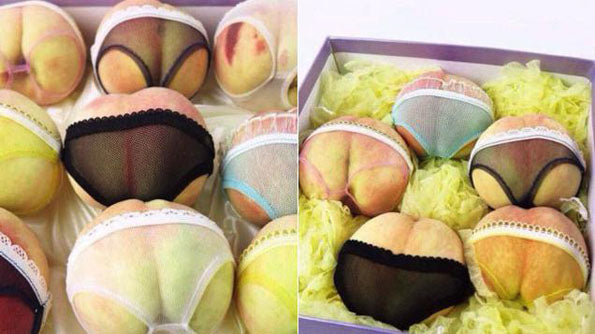 Adorable kawaii peaches wearing sexy little lingerie panties for sale in China