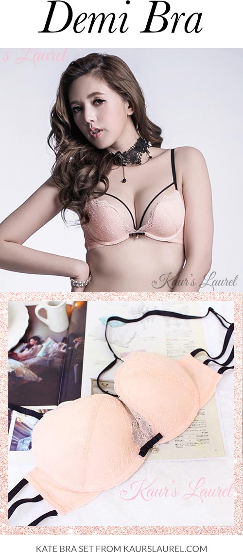 Demi bra in blush pink lace from Kaur's Laurel