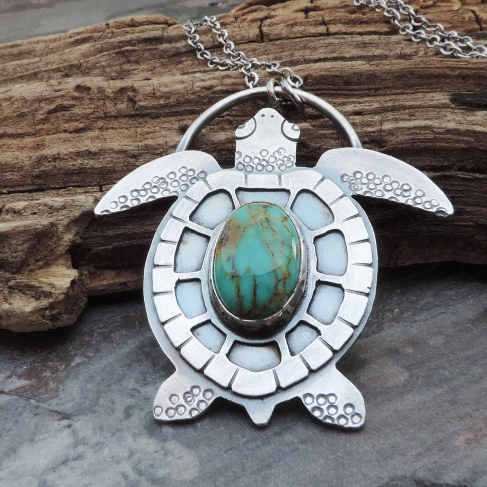 Sea Turtle Turquoise Pendant Necklace 