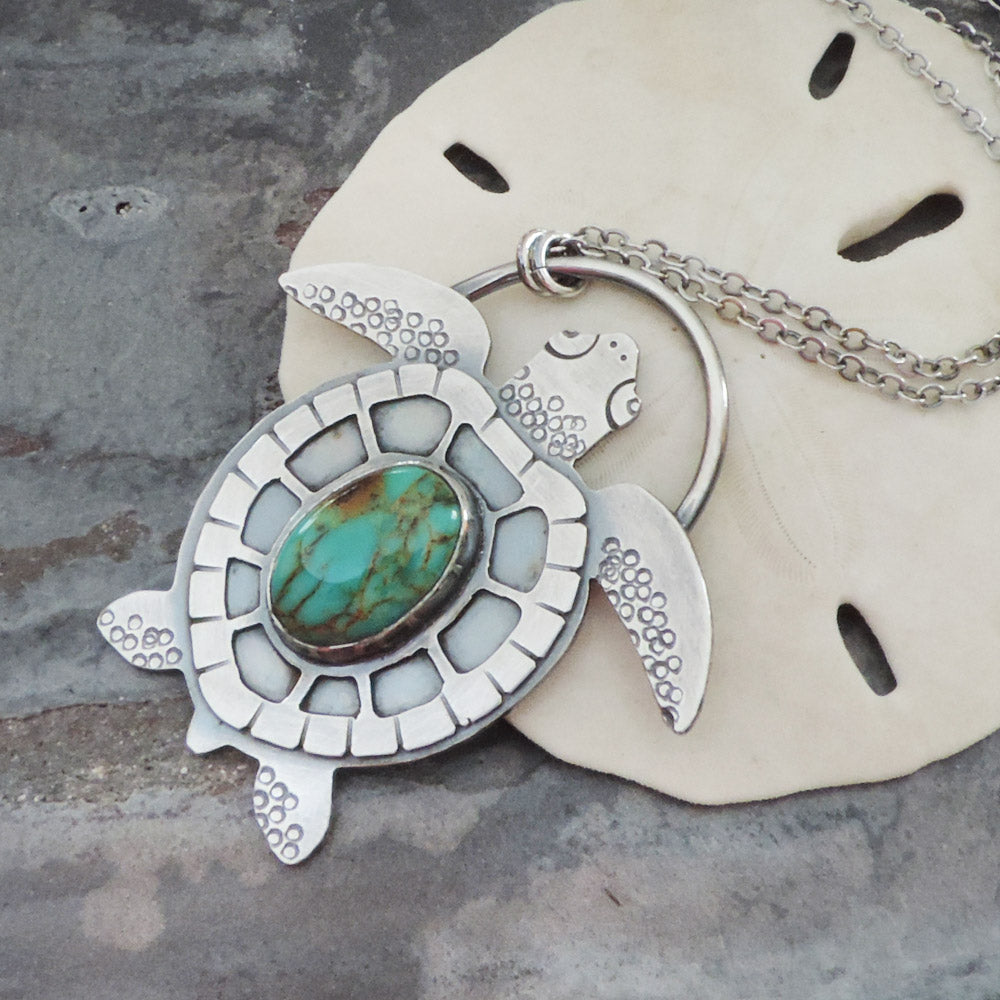 Sea Turtle Turquoise Pendant Necklace - A Twist of Whimsy