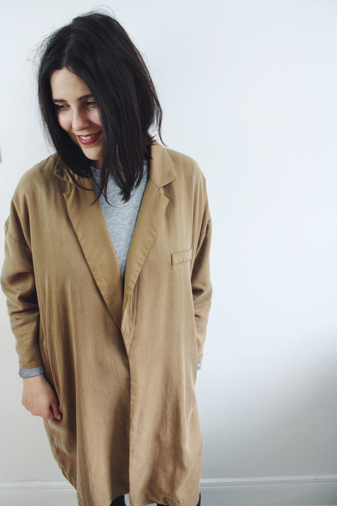 long lapel cacoon coat 