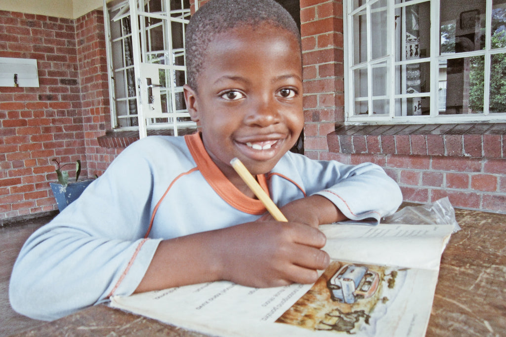 Boy doing school work