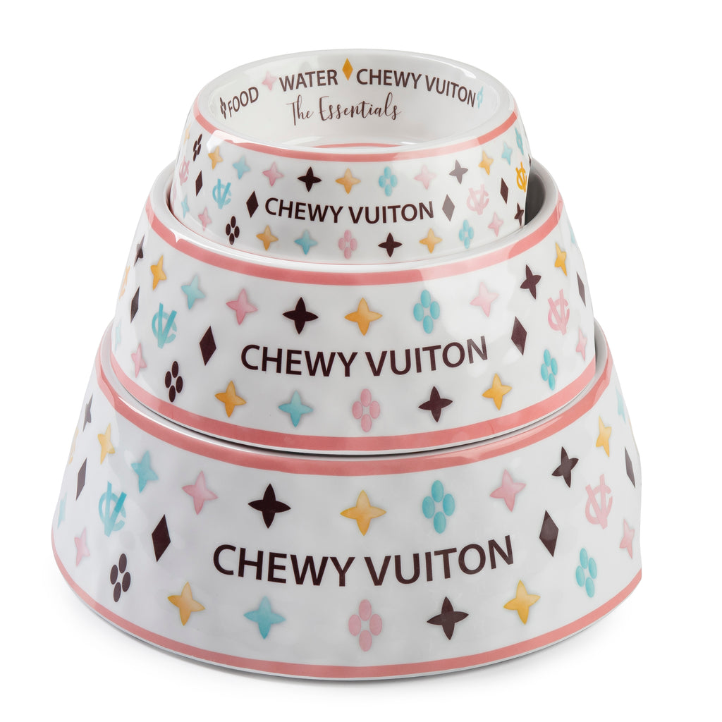 Chewy Vuitton dog bowl and mat in 2023